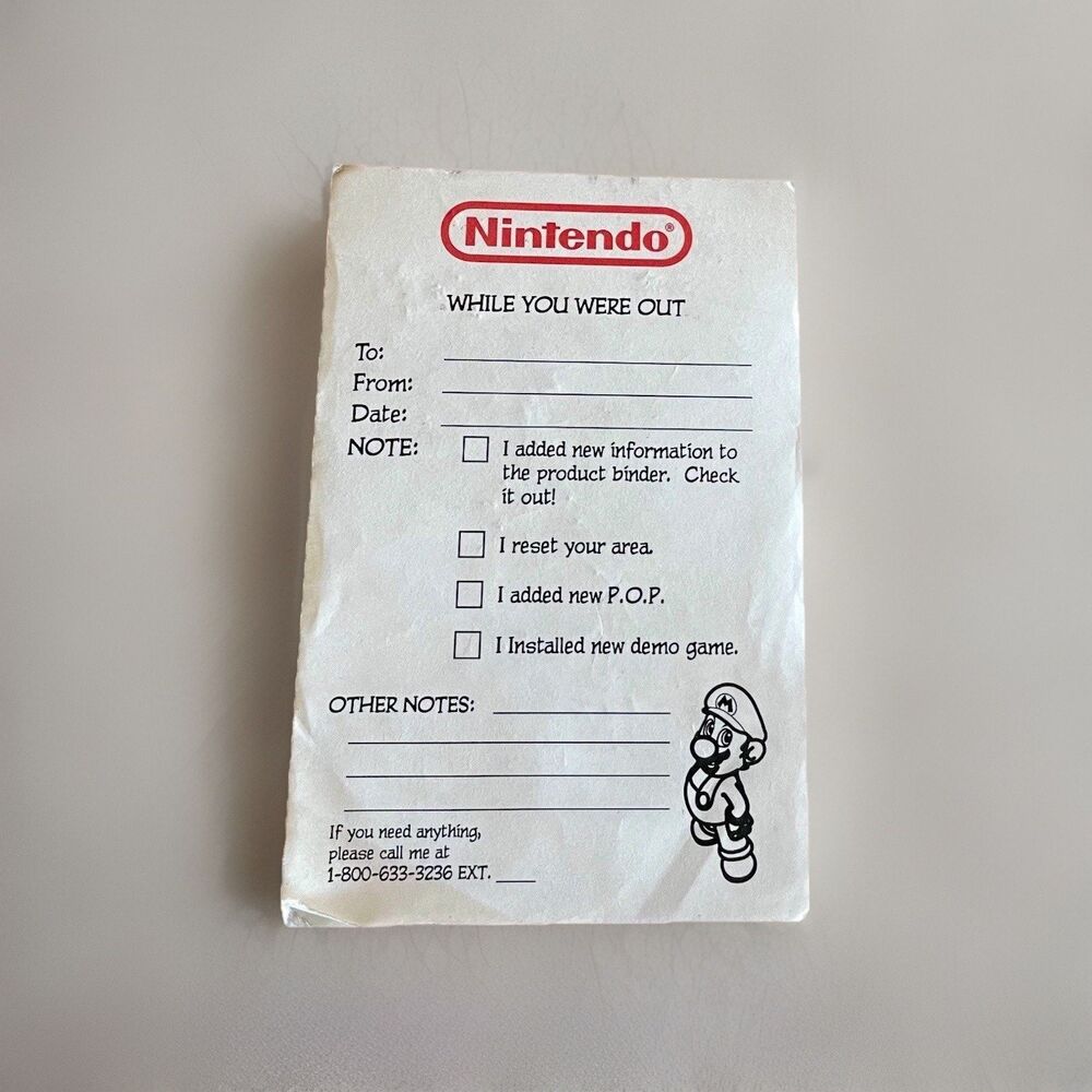 Nintendo 64 Display Employee RARE “While You Were Out” NotePad NMI N64